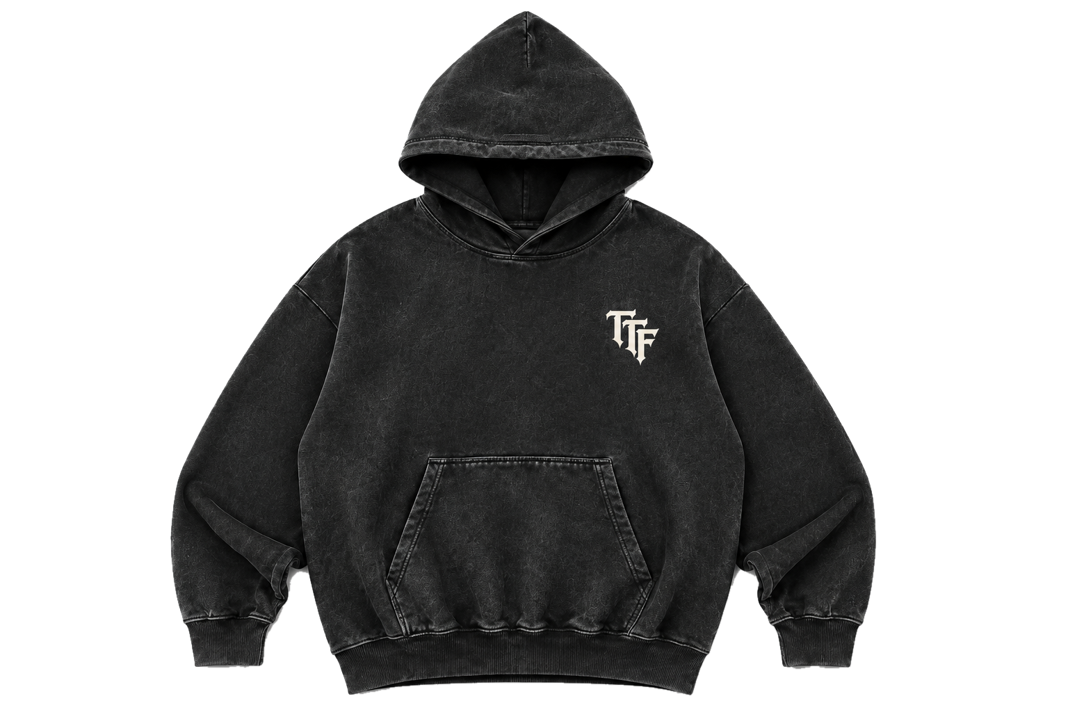 HOODIE BLACK WASH — ARCHIVE 001 — vista frontal